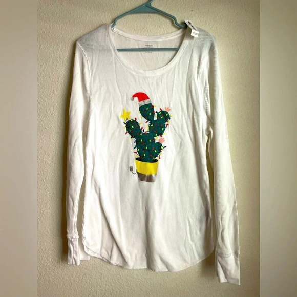 Old Navy women’s Christmas cactus long sleeve thermal size XL - Picture 1 of 4